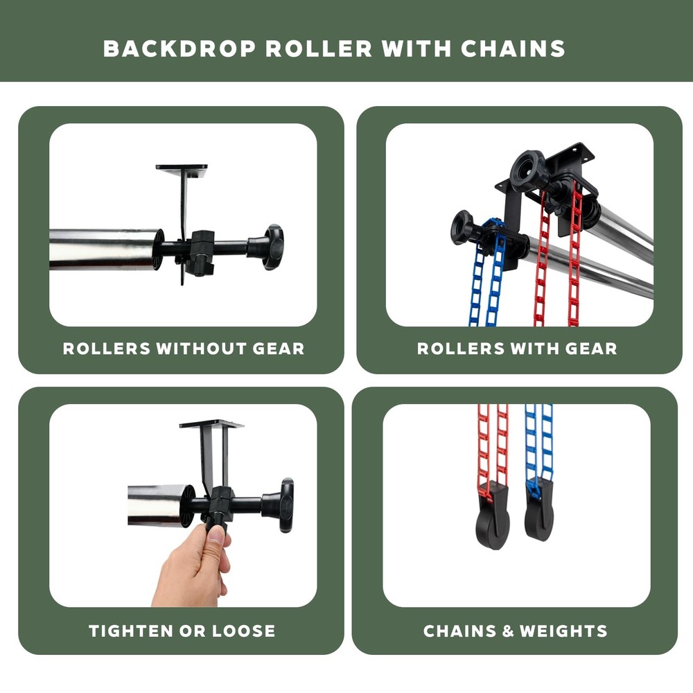 ** NEW Photog Backdrop Support System | Dual Rollers | 120 Inch | Adjustable