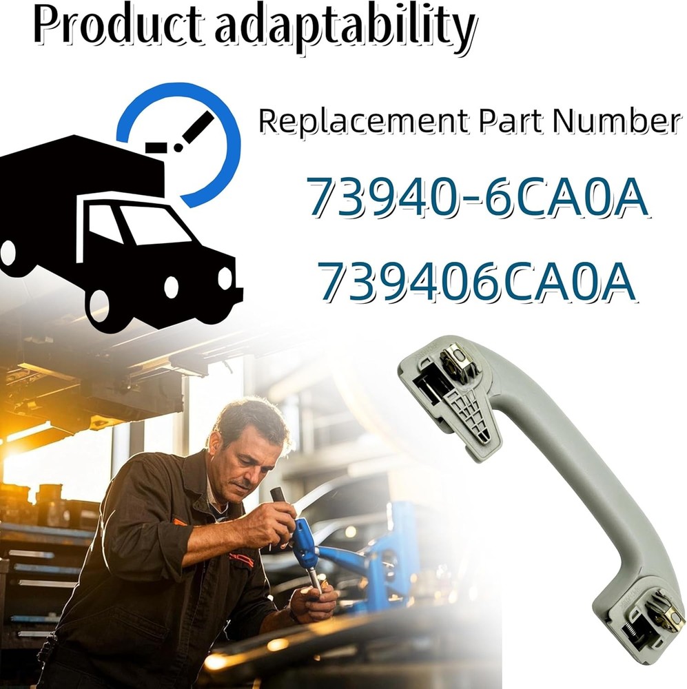 Roof Pull Grab Handle, Replace 73940-6CA0A, Compatible with 2 Style: With Hook