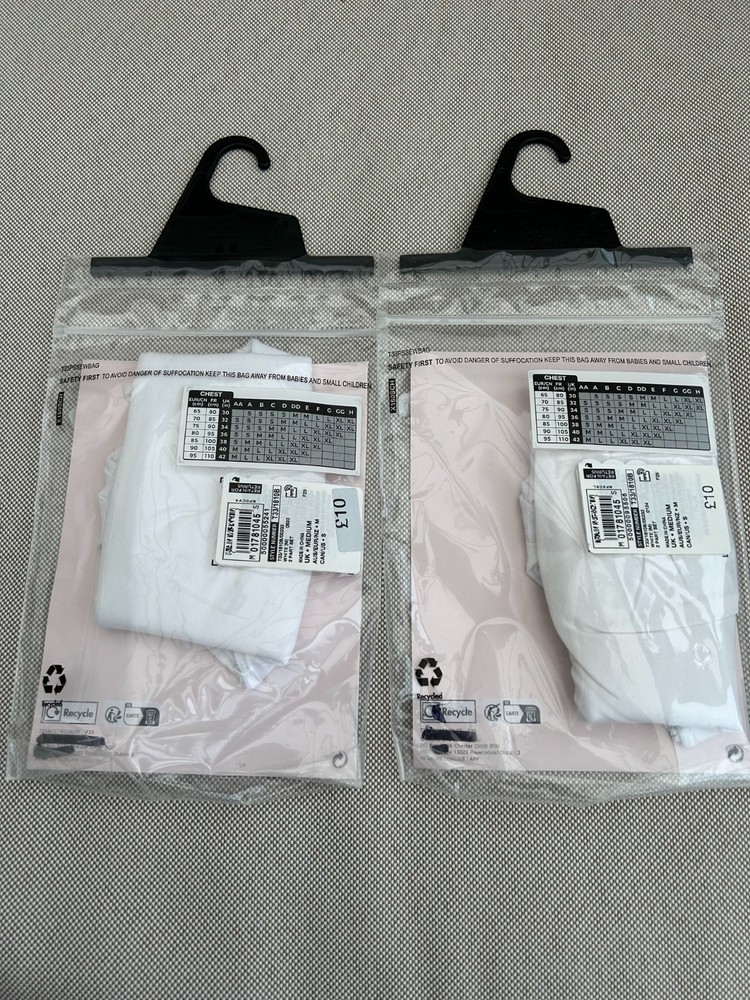 Marks & Spencer Post Surgery Pocket For Bra MEDIUM LEFT SIDE WHITE 2 x 2 Pack