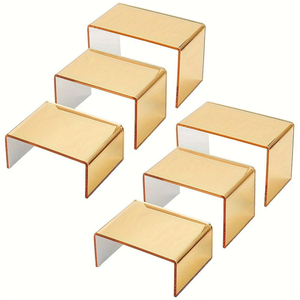 6pcs Acrylic Display Stand Riser 3 Sizes Storage Rack for Tabletop