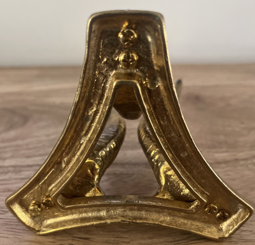 Vintage Crystal Ball Three Dolphin Solid Brass Stand Tripod Holder