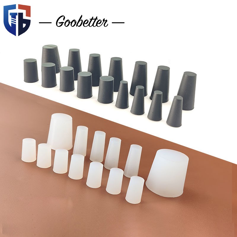 Rubber Bung Tapered Plug Solid Test Tubes Bungs Solid Hole Stopper Clear/Black