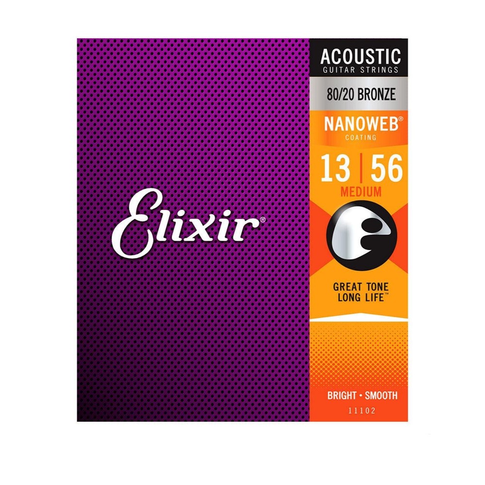 Used Elixir Medium Acoustic 80/20 Bronze with NANOWEB® Coating