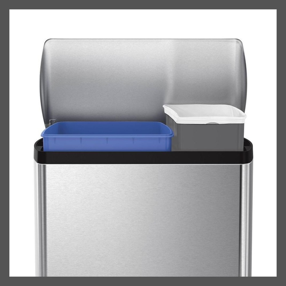 simplehuman Dual-Compartment Trash Can Silver 46L Dual Compartment Kitchen