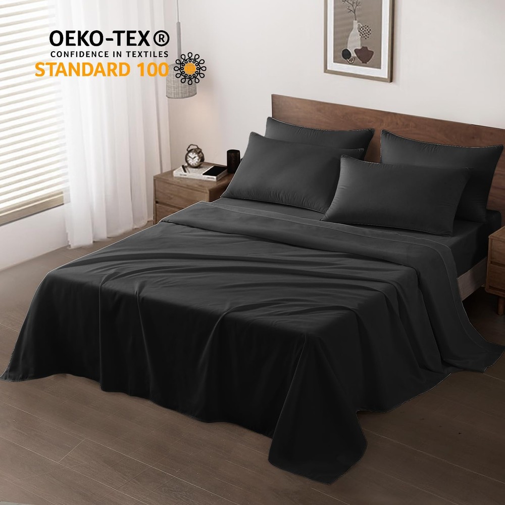 Maple&Stone Queen Flat Sheet 6 Pack,Premium Soft & Breathable,Brushed Microfi...