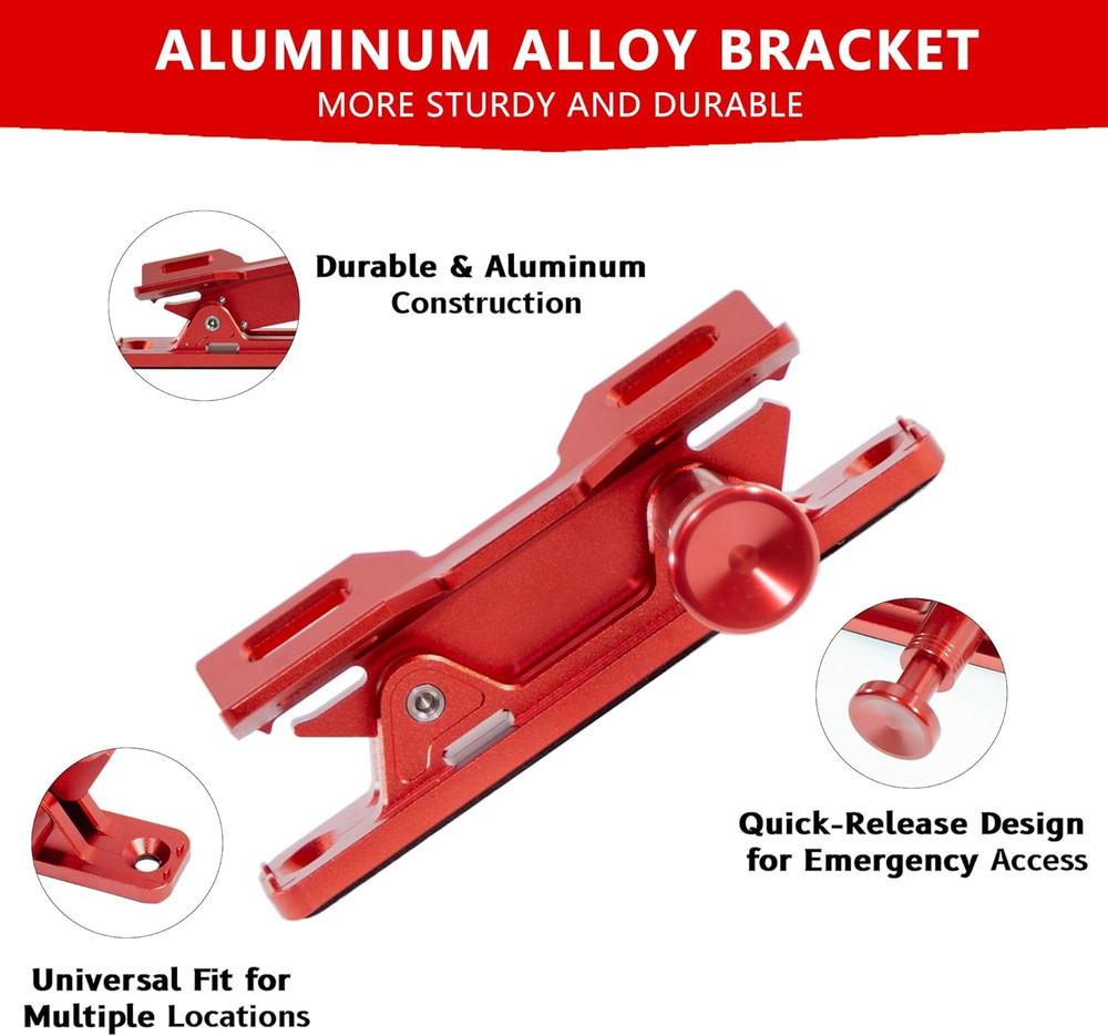 Quick Release Fire Extinguisher Mount - Aluminum Adjustable UTV Roll Bar Fire Ex