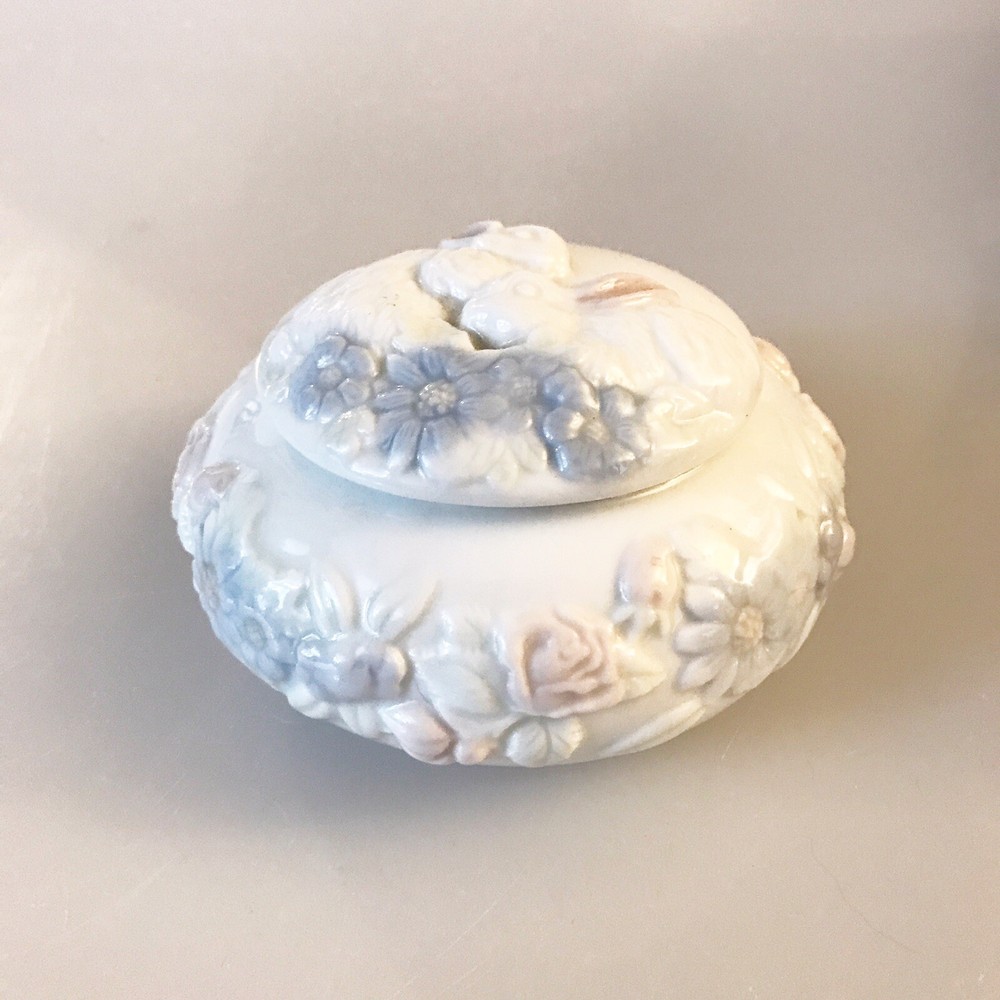 Bunny Ceramic Trinket Box Keepsake Box Easter Spring