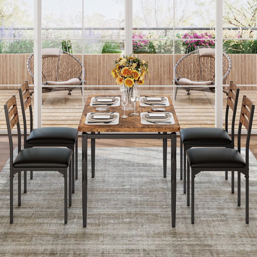 5 Piece Dining Table Set for 4 Home Dinette Table Kitchen Table and 4 Chairs