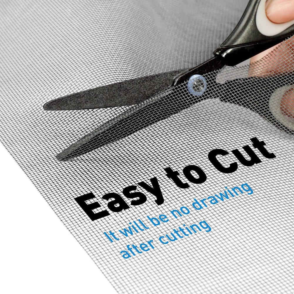 Window Screen Replacement Kit, 36"W × 90"L Durable Polyester Adjustable Screen