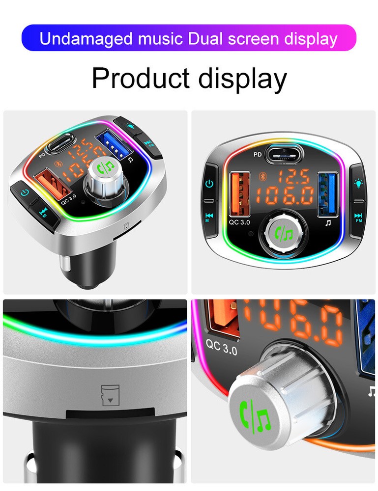 Car Bluetooth FM Transmitter MP3 U Disk Player Adapter Kit Dual USB Fast Charger