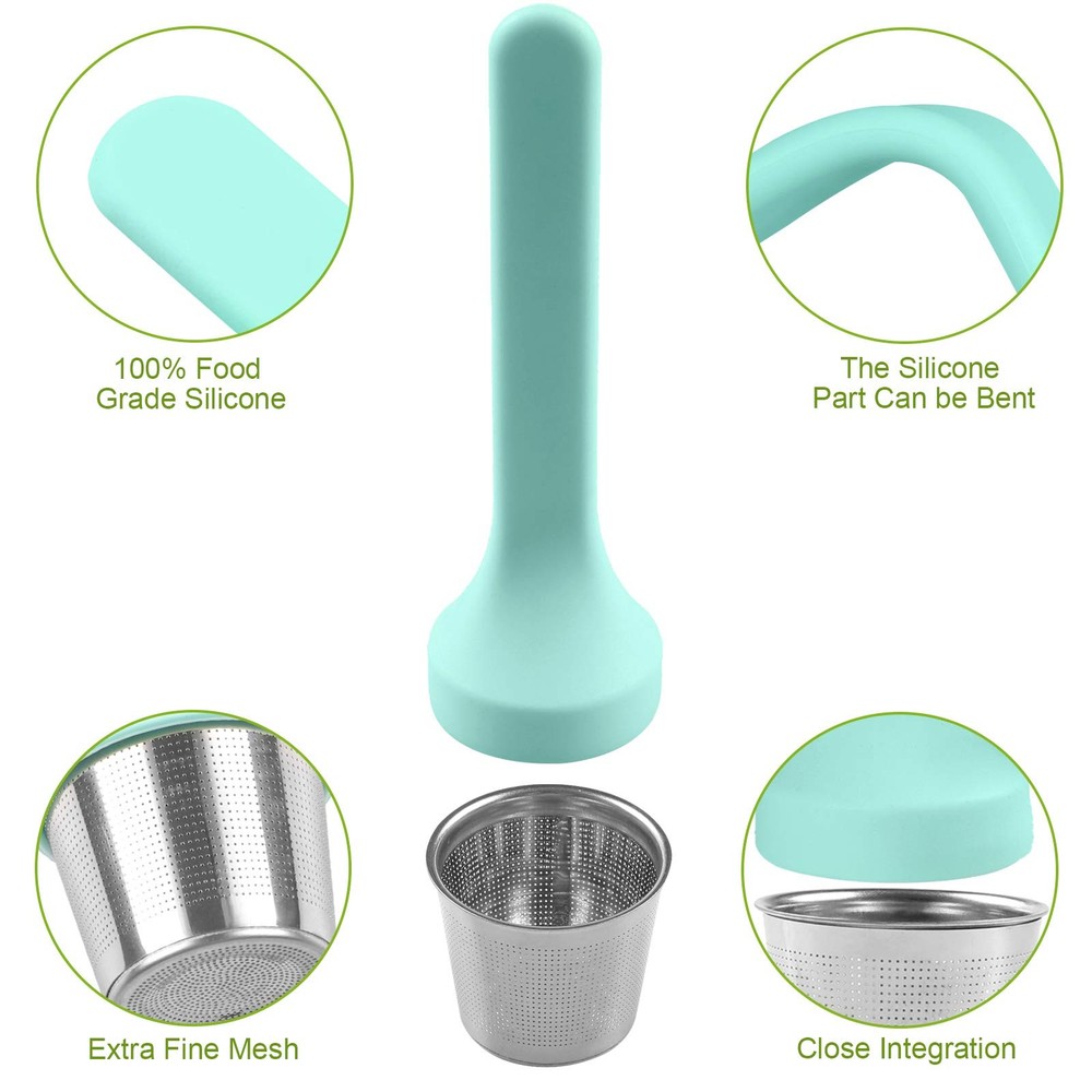 Tea Infuser Extra Fine Mesh Tea Cup Filter Silicone Handle Stainless Steel Tea S