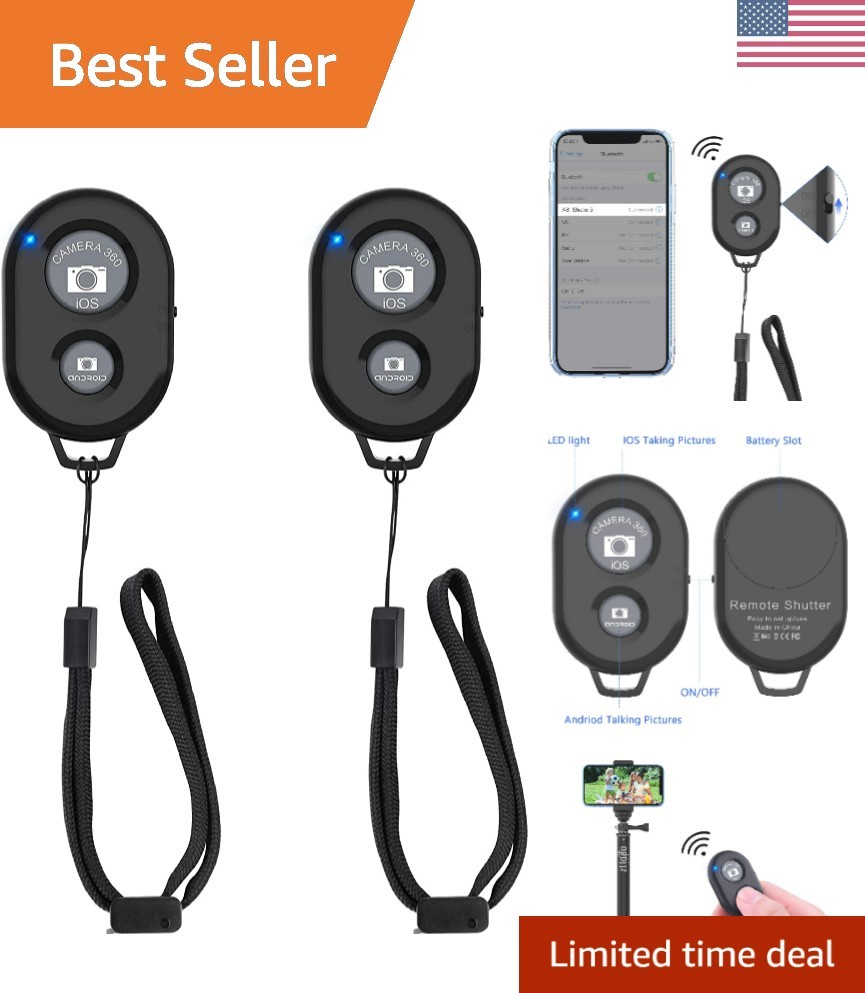 Wireless Camera Remote Shutter for Smartphones 2 Pack, Wireless Phone Camera ...