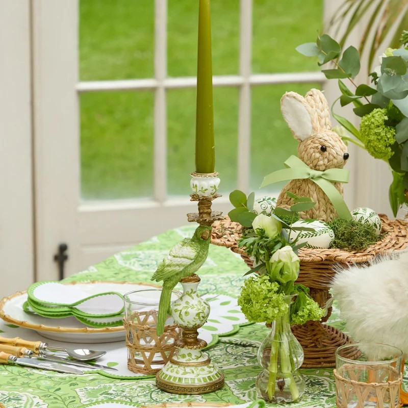 (BIG PAIR) Green Parrot Candle Holders,