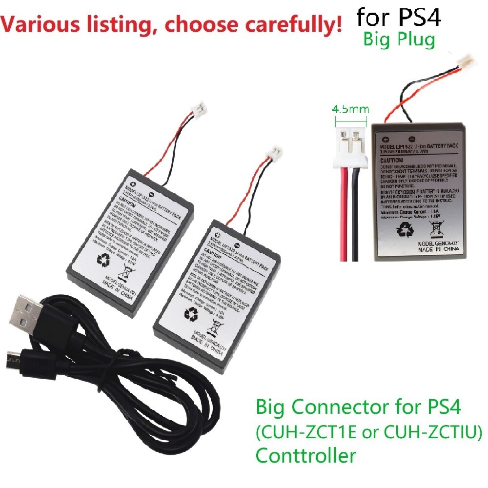 New Replacement battery For Sony PS4 Wireless Controller 2000mAh & USB Cable