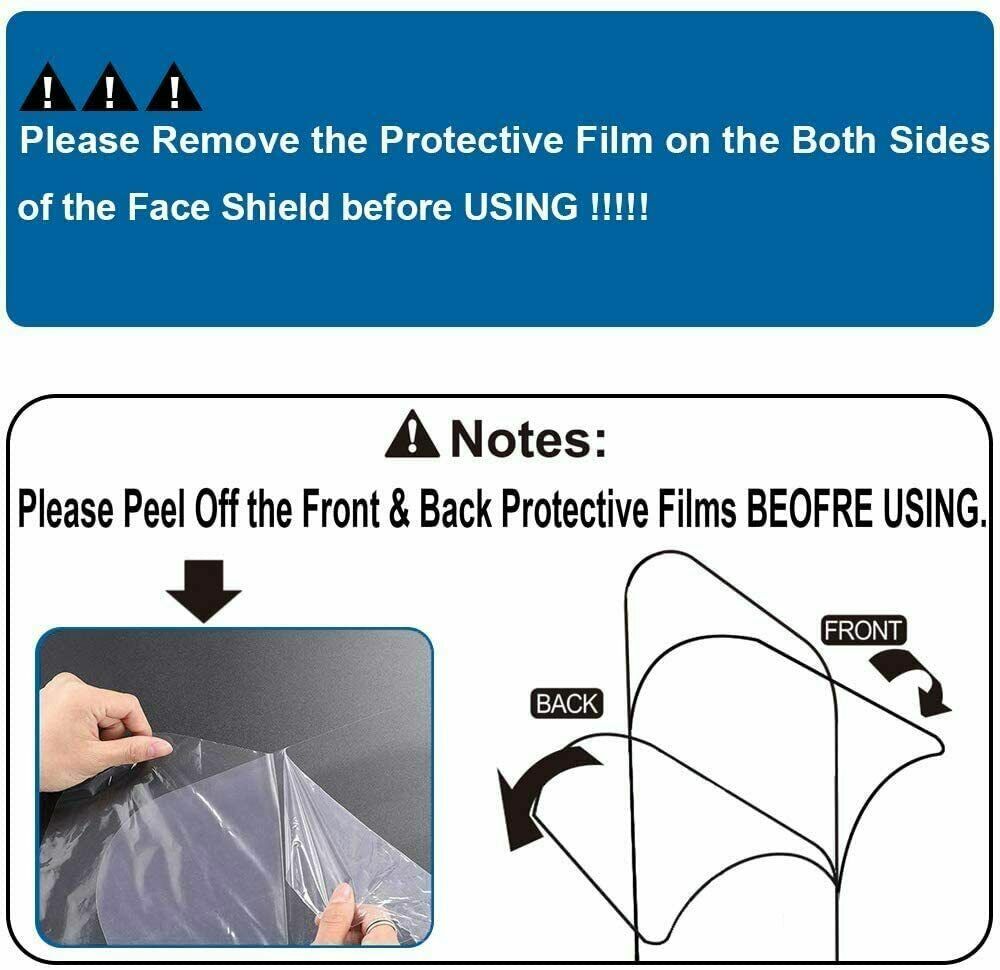 8 Pack Protective Reusable Glasse Face Shield Visor For Droplets & Saliva