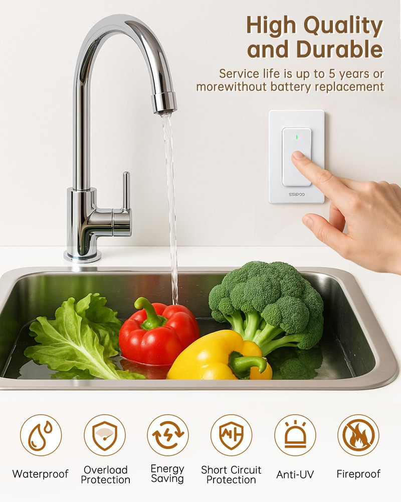 Garbage Disposal Wireless Switch, Buckle Design & Removable Remote Control Outle