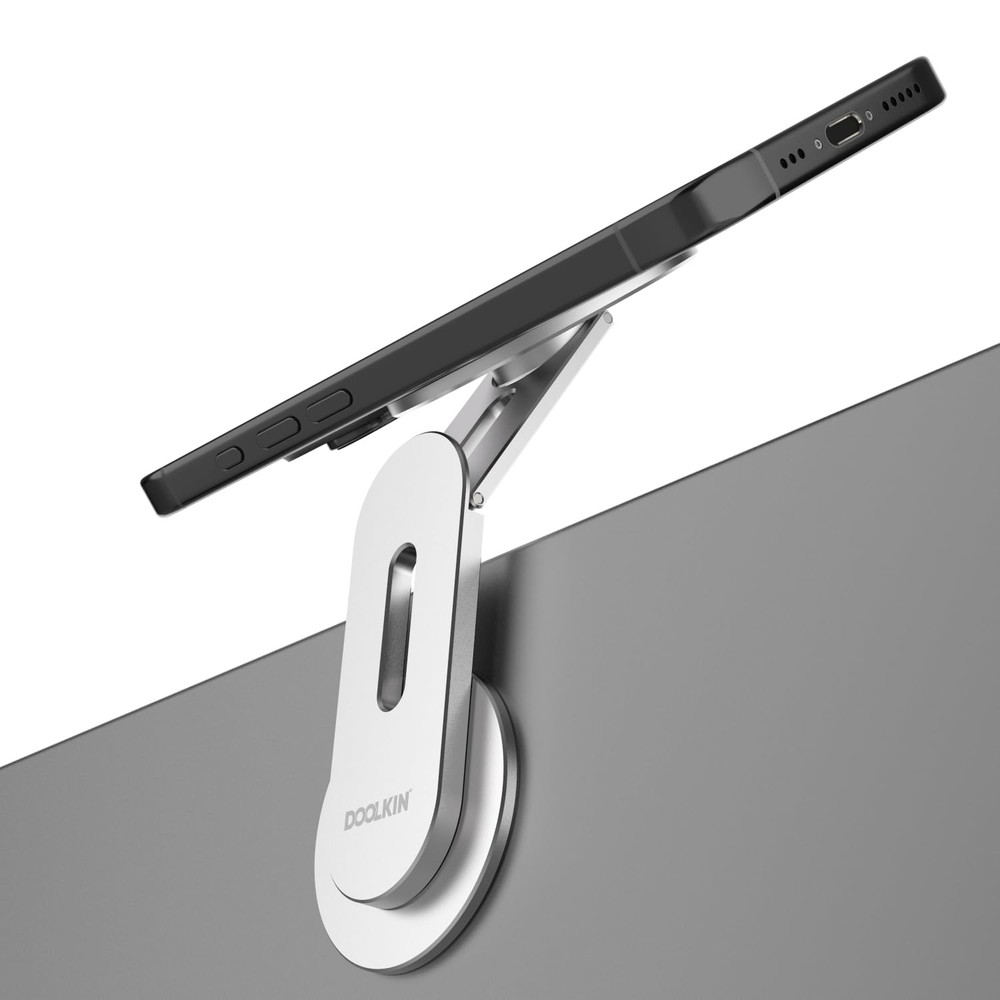 Doolkin® Pizo Mount 2, Laptop Phone Holder, Adjustable Stand, Silver