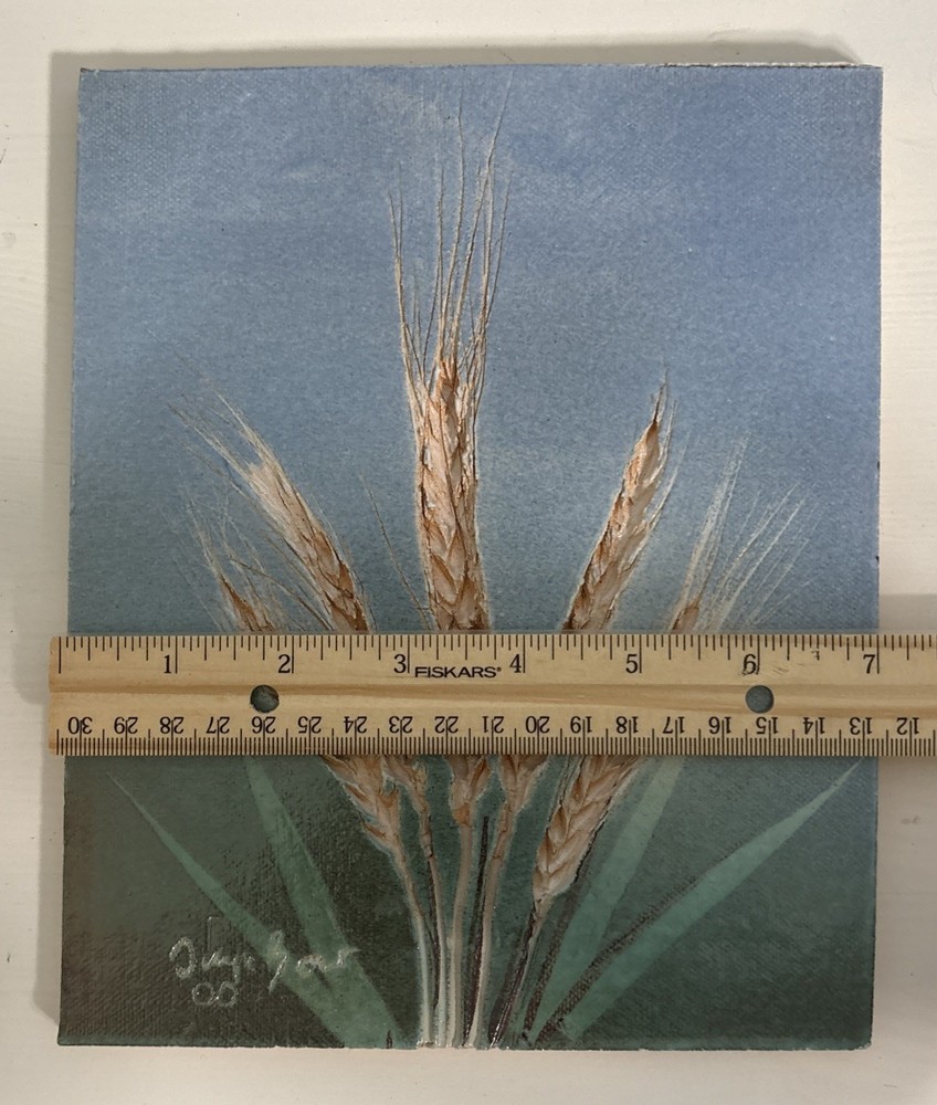 Inga Bow Wheat Tile Art Pottery Artist Signed - Bow Ceramic Studios Kansas 2000