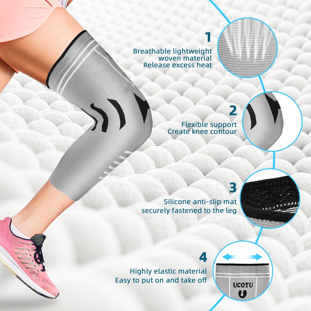 Knee Sleeve (1 pair) – Black & Grey, S-XXL, Compression & Support