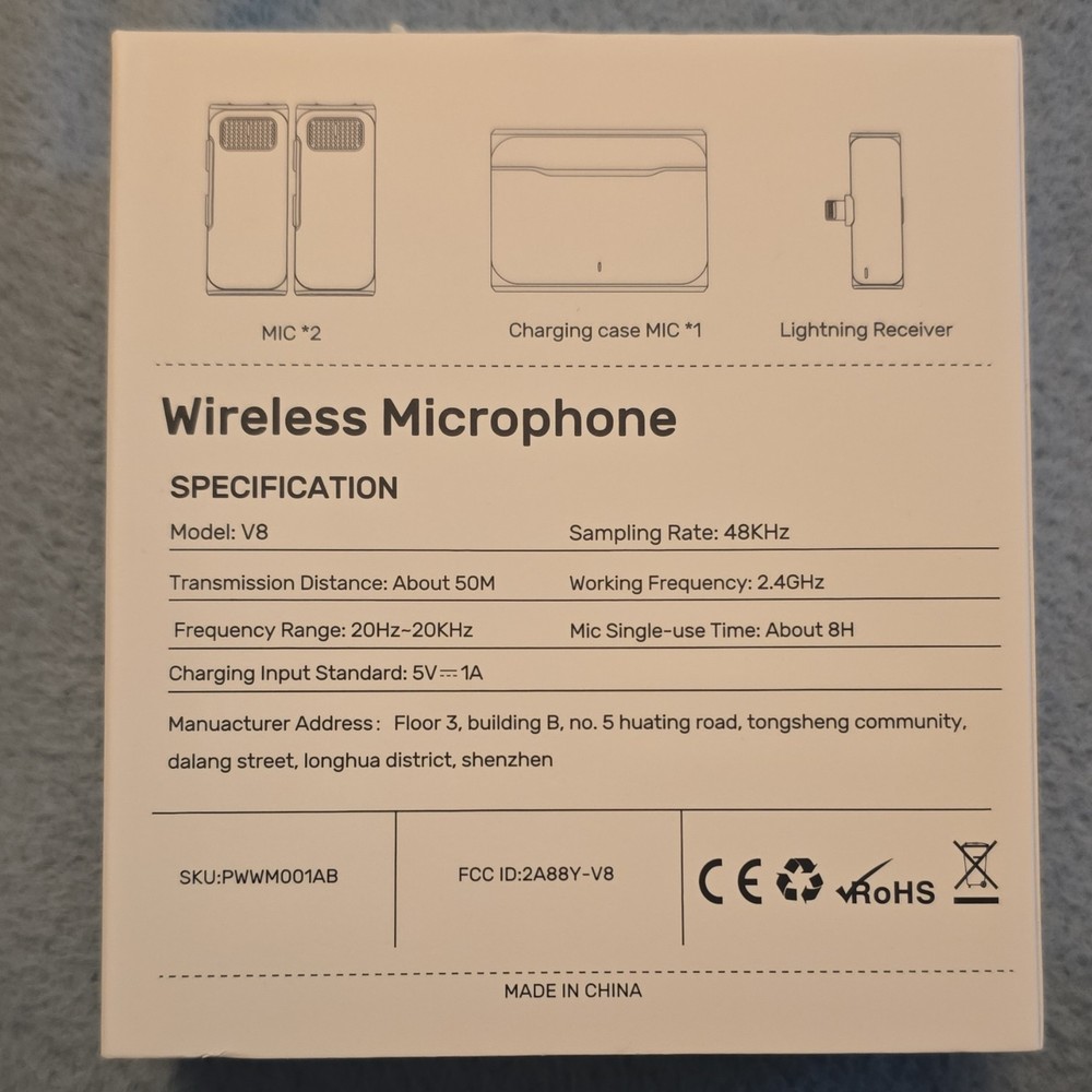 Polwii V8 Wireless Clip-On Microphone - For Iphone