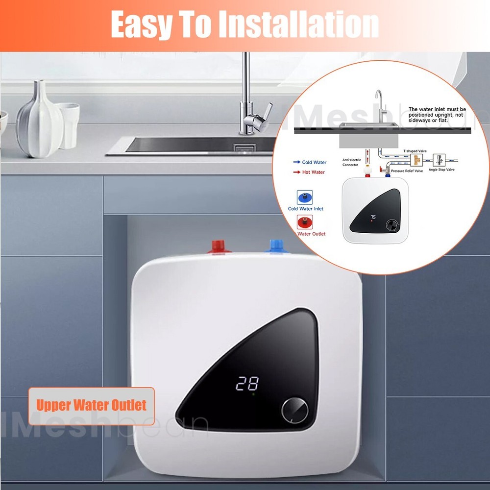 4 Gal Electric Tank Water Heater Digital Display Kitchen Wholehouse 95°F-131°F