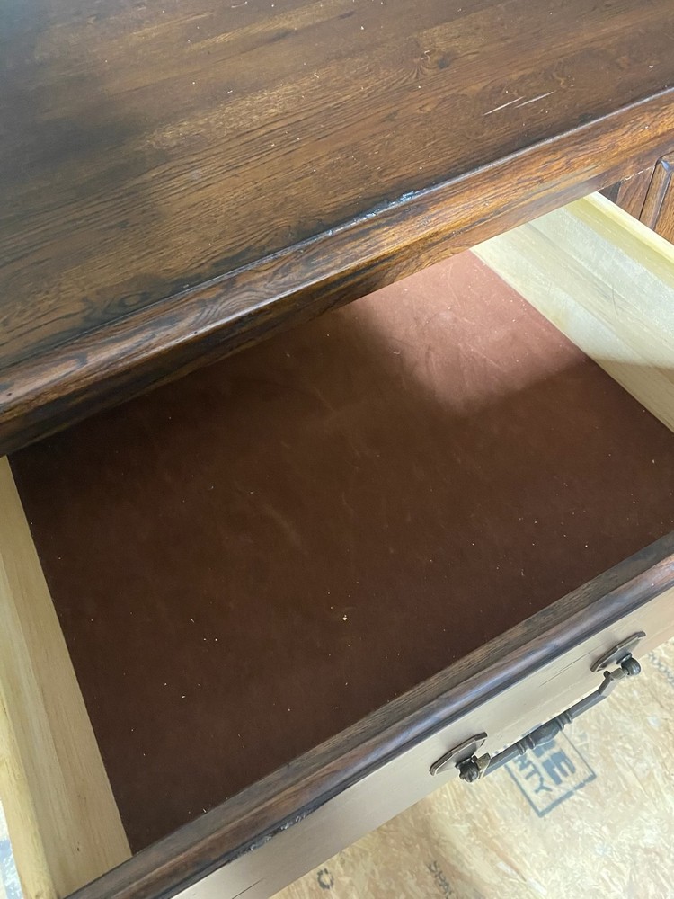 Vintage style solid oak sideboard table with carved details