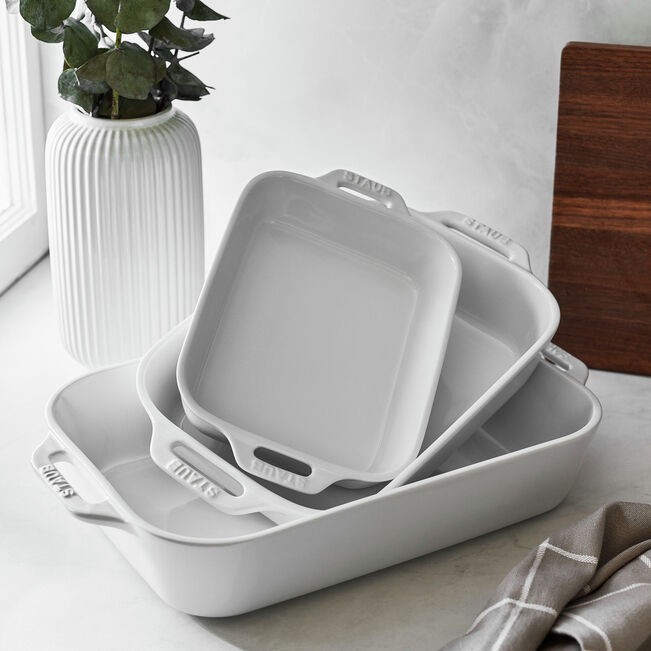 3-pc, Ovenware set, white