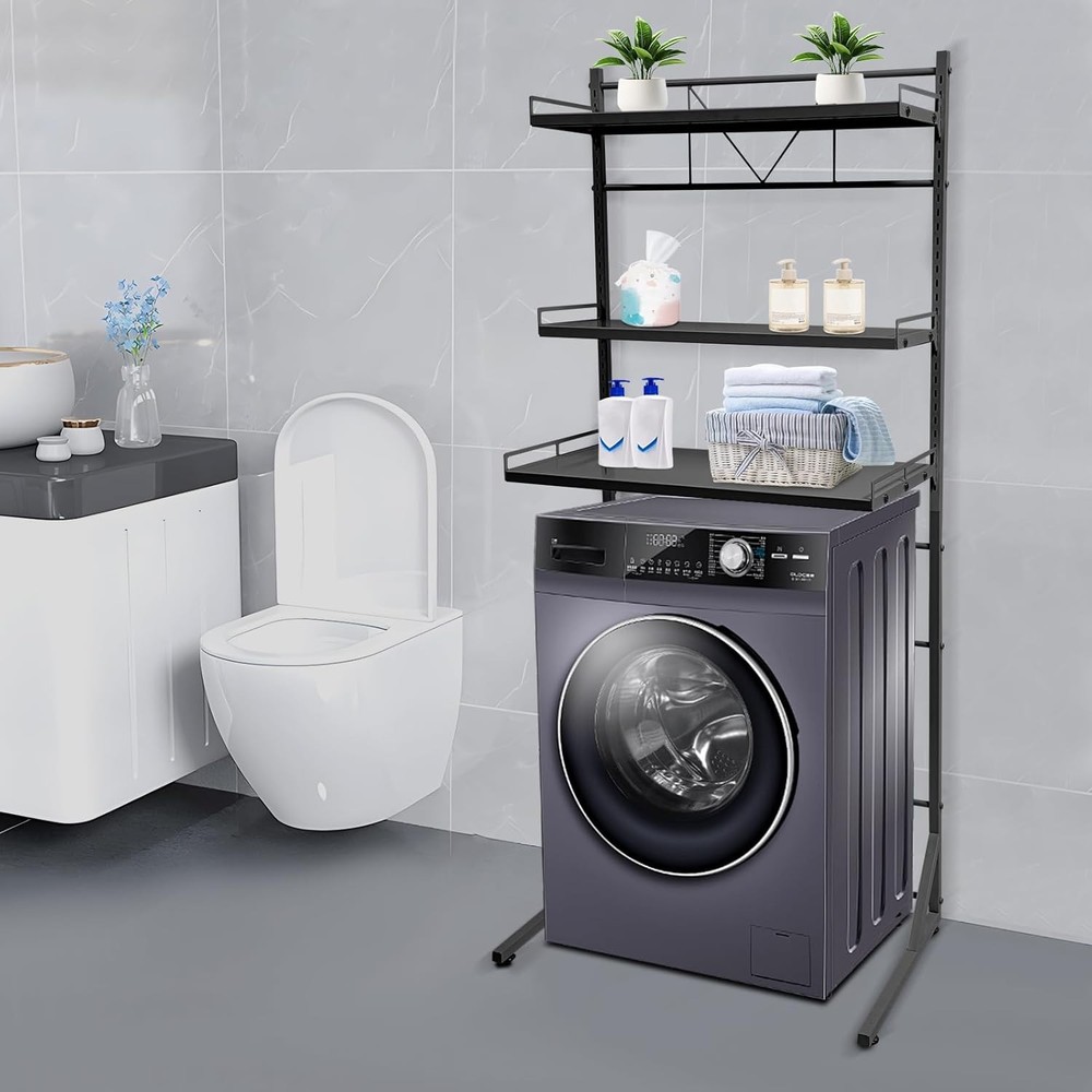 3-Tier Multi-Functional Washing Machine Shelf Adjustable Laundry Storage Shelf