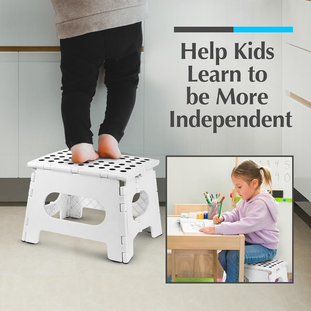 Versatile Lightweight Step Stool - 9-Inch Folding Stool for Kitchen & Bathroom