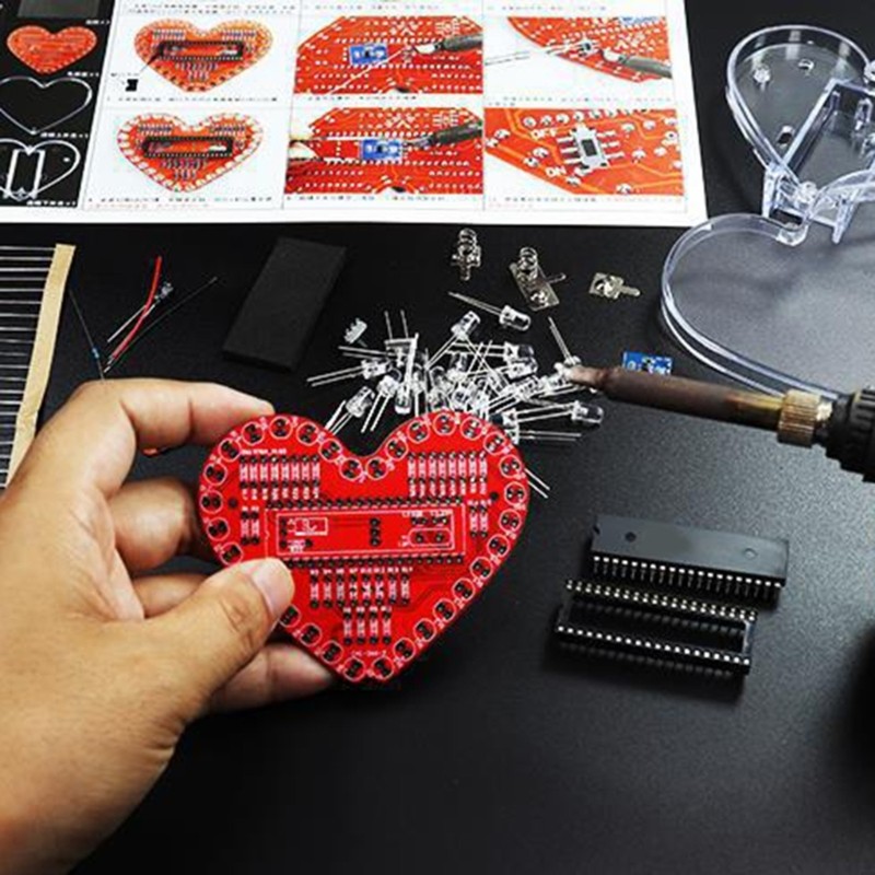 Heart Shaped RGBs LED Solder Project Kit for Electronics Learning for Student