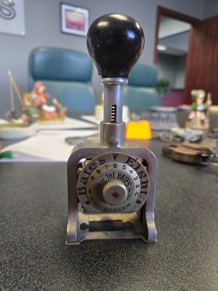 Vintage Bates Manufacturing Co/Bates Numbering Machine 6 Wheel Style E