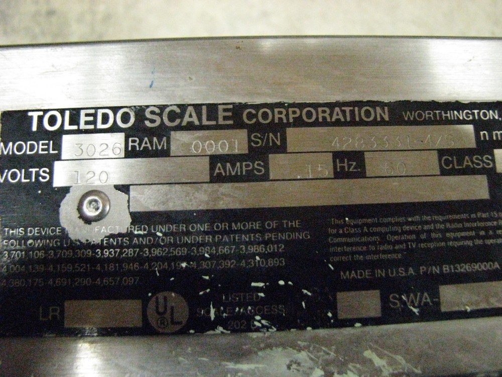 TOLEDO Weight Scale 3026 120volt 18lbs capacity