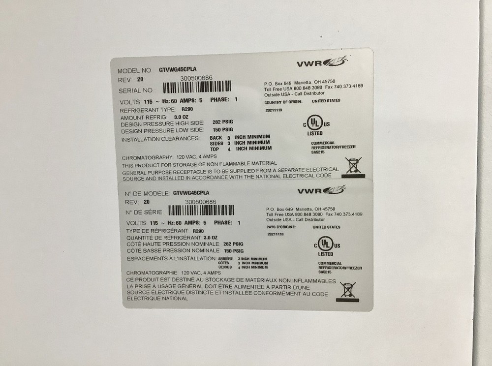 VWR Chromatography Refrigerator TESTED with Warranty SEE VIDEO