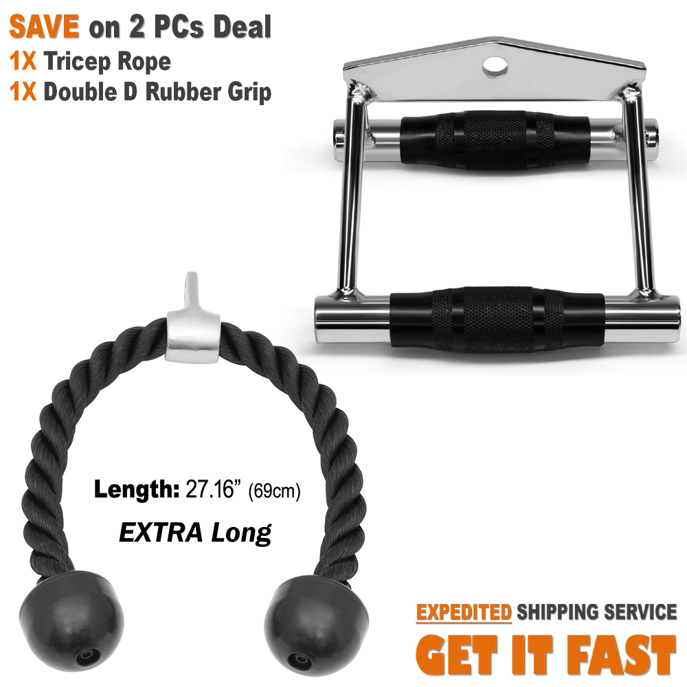 Tricep Rope Pull Down Press Cable Attachment Double D Row Home Gym Exercise Pro