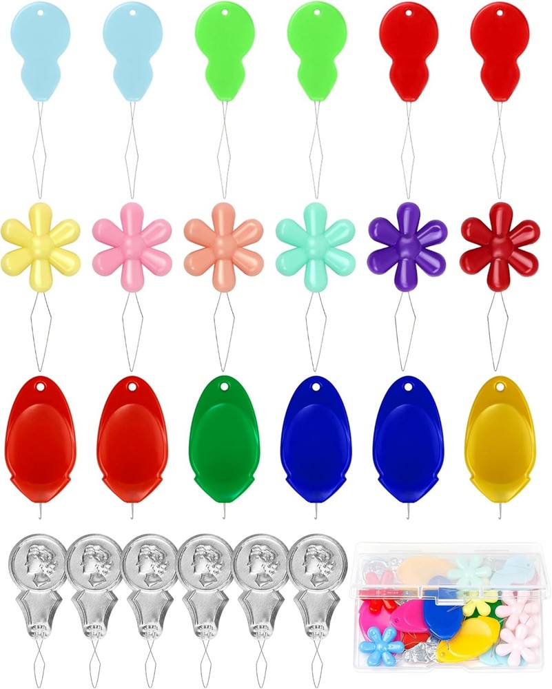 24PCS Needle Threader Kit – 4 Types for Hand & Machine Sewing + Box