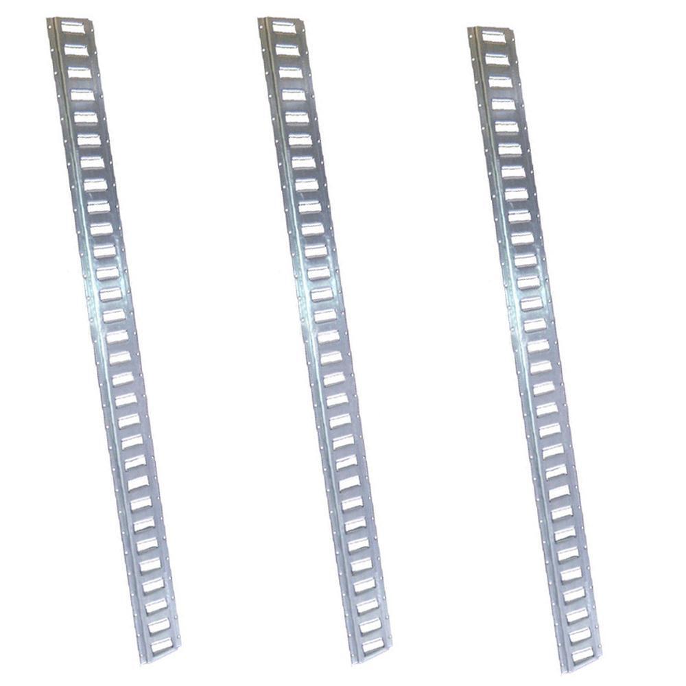 (3 Piece) Horizontal 8 ft E-Track Trailer Tie-Down Rails Galvanized Steel