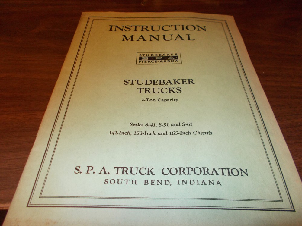1932 Studebaker Trucks Instruction Manual Book