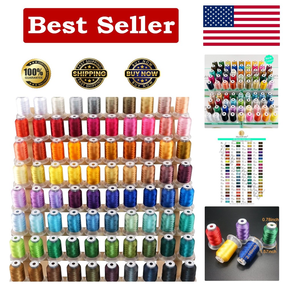 Comprehensive 80 Spool Polyester Embroidery Thread Set - 500M, Compatible Colors