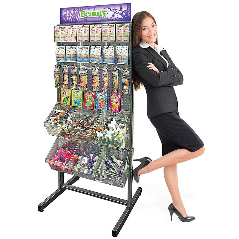 Azar Displays Two-Sided Metal Frame Pegboard Floor Display. Panel Size: 24"W...