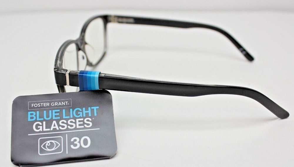 Foster Grant Glossy Black Rectangular Blue Light Glasses 100%UV Aurelia BLK