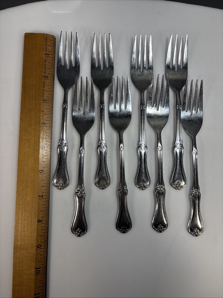 48 Piece Lot Alco Stainless Flatware Scrolls Scalloped Handle Spoon Knife Fork