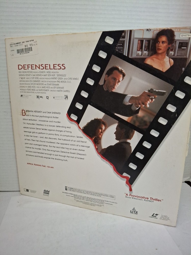 DEFENSELESS (1992 LASERDISC) BARBARA HERSHEY, gr