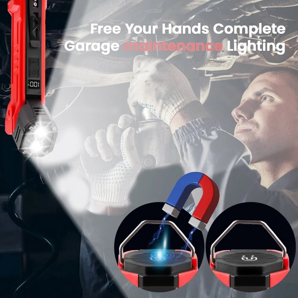 Portable Rechargeable LED Work Light 600LM Adjustable Flashlight Lamp Tool