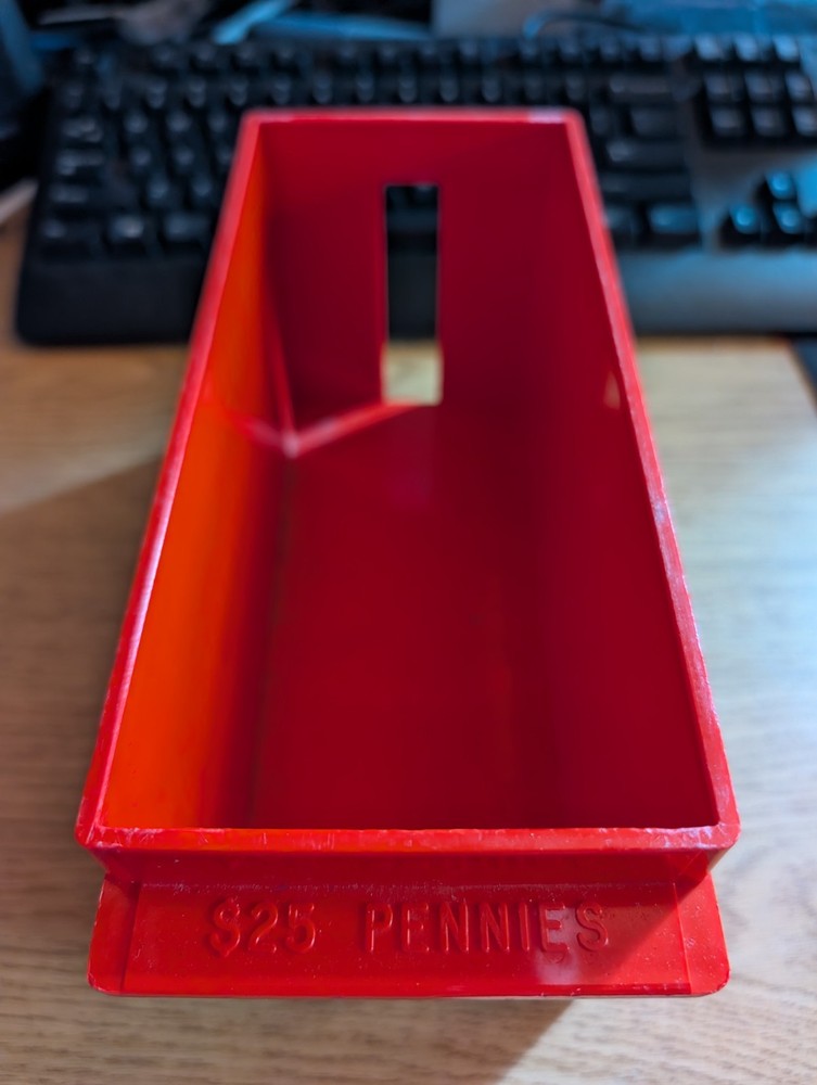 $25 PENNIES Holder RED Plastic Tray