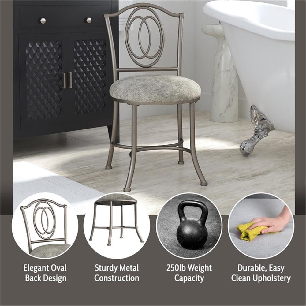Emerson Metal Vanity Stool Silver 51053A