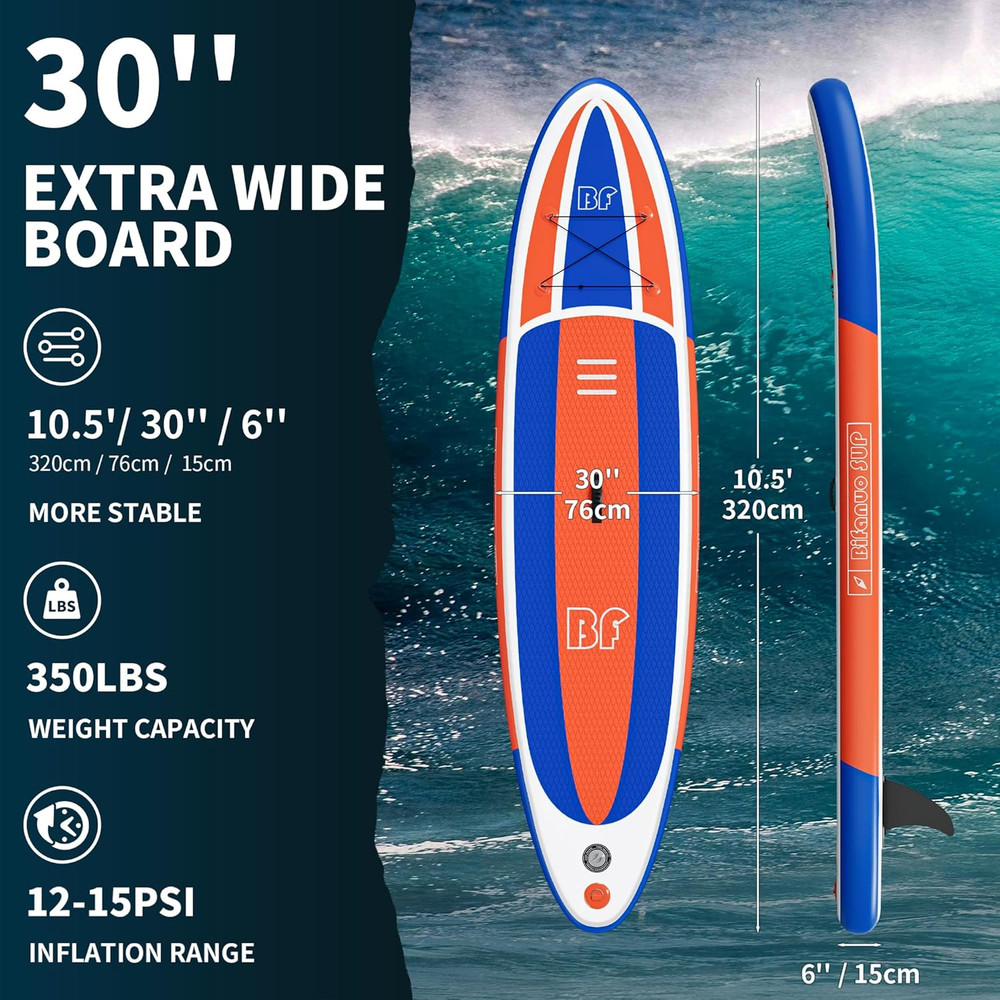 Inflatable Stand up Paddle Board with SUP Accessories & Backpack. Paddle Boards