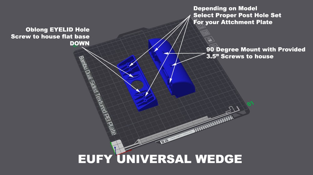 Eufy E340 Camera Doorbell Wired & Battery Angle Wedge Bracket Mount 15/90 Degree