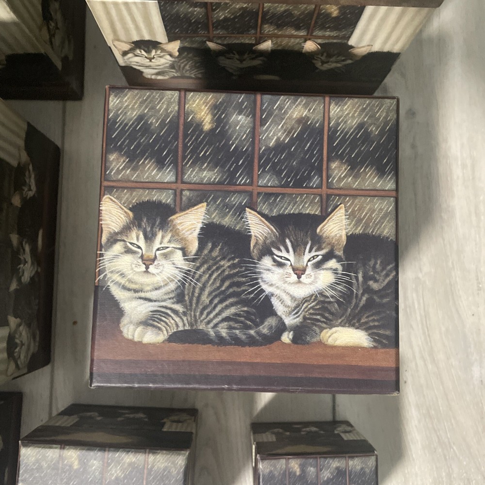 Complete Set of 7 Bobs Boxes Cat Decor Design Stackable Nesting Boxes