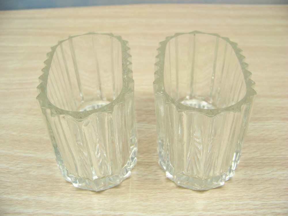 Clear Ribbed Glass Cigarette (or Toothpick) Holders - Two
