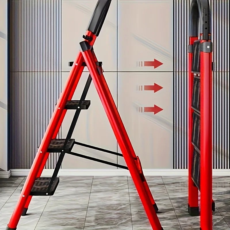 3 Step stool Ladder with Handrails 330 lbs folding Attachable Tool